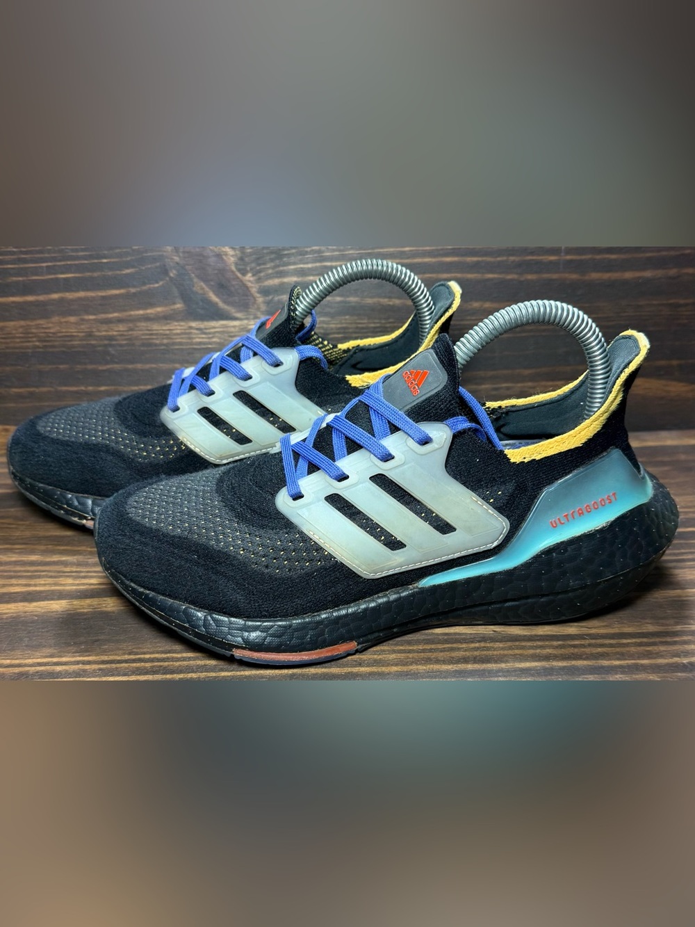 Adidas Kids Ultraboost 21 Shoes Youth Size 4 Black Pulse Aqua Athletic Sneakers